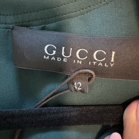NEW Gucci Green 100% Silk A-Line Dress Short Sleeve Size 42 /6 Italy $2,735 - Picture 8 of 16